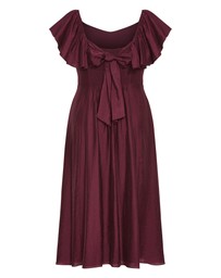 City Chic - Plus size Alisia Tie-Back Midi Dress - dark cherry