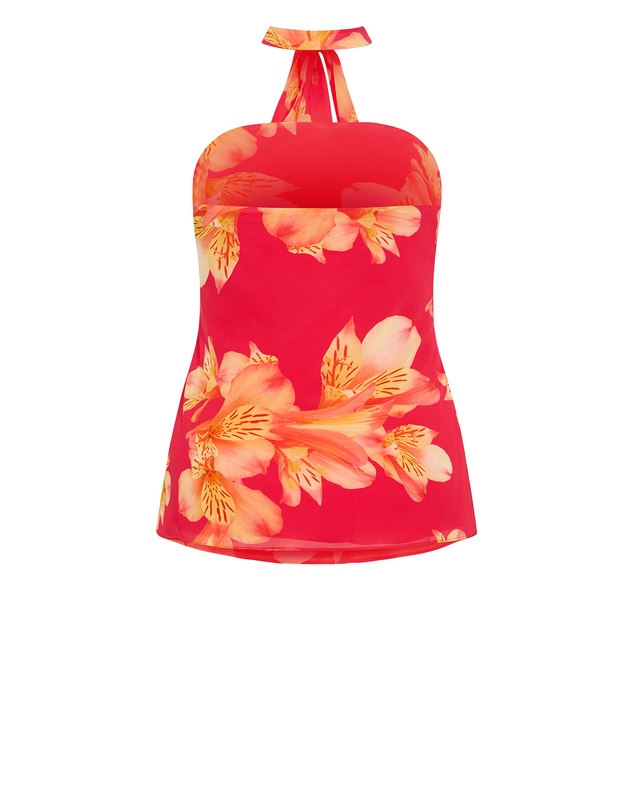 City Chic - Soiree Print Frill Detail Top