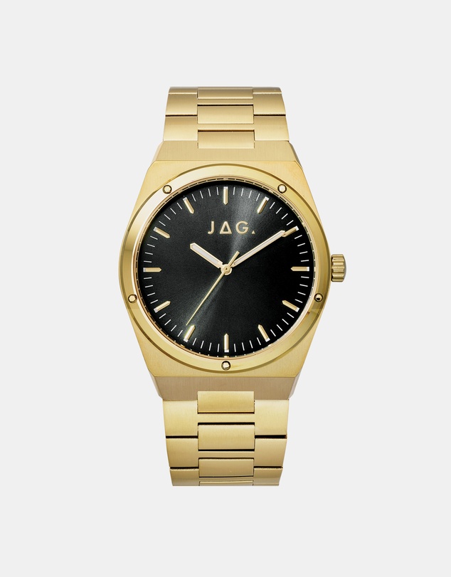 Jag - Arlo Mens Black Dial 41mm Gold Watch