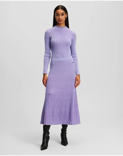 Karl Lagerfeld - Pleated Lurex Knit Skirt