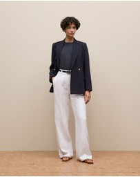 Trenery - Pique Blend Double Breasted Blazer in Night Sky