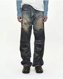 Andersson Bell - Denim Trompe-L'oeil Graphic Biker Jeans - Unisex