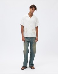 AERE - Embroidery Detail Linen Shirt