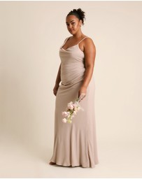 Six Stories - Cowl Front Asymmetrical Chiffon Bridesmaid Dress