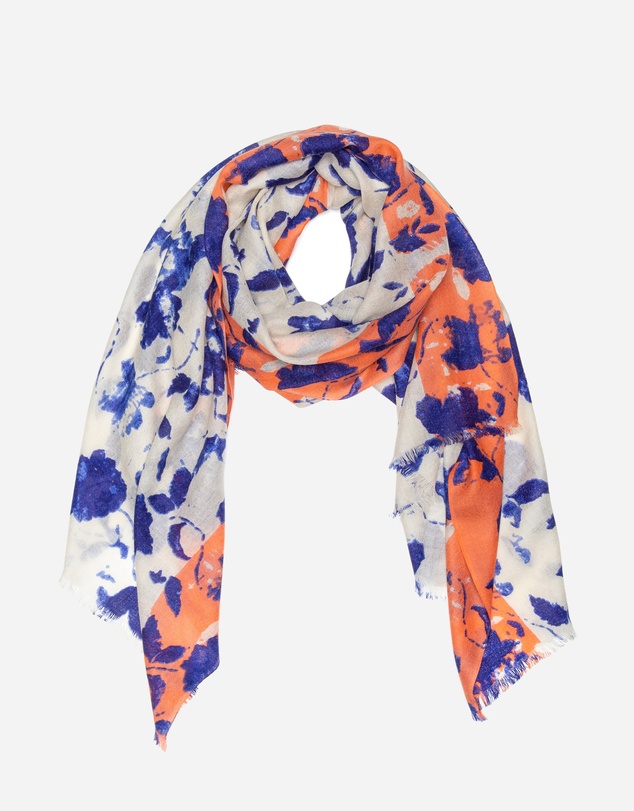 Ozwear Connection Uggs - 100% Australian Wool Print Scarf White Blue and Orange