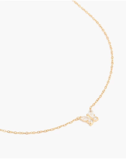 Lovisa - Waterproof Gold Plated Stainless Steel Cubic Zirconia Mini Butterfly Necklace