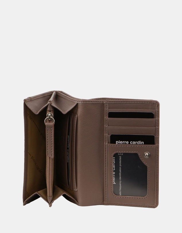 Pierre Cardin - Pierre Cardin Canvas Print/Leather Trim Bi-Fold Flap Wallet