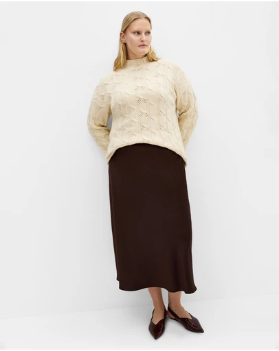 City Chic - Plus size Iris Cable Jumper - cream
