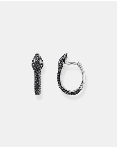 THOMAS SABO - Snake hoop earrings with black zirconia
