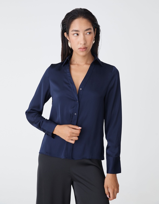 Forcast - Lila V-neck Satin Blouse