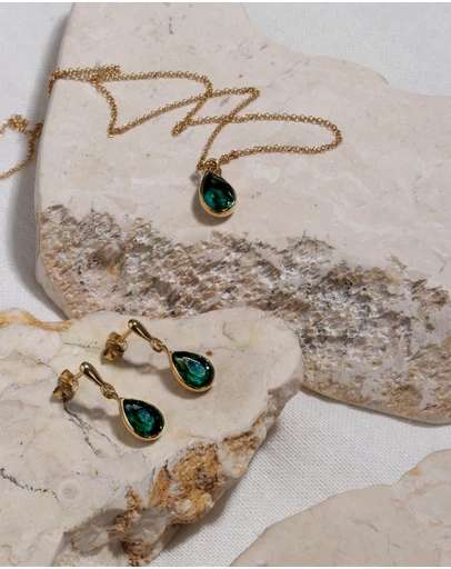 Elli Jewelry - Quartz Jewellery Set in Gold-Plated 925 Silver