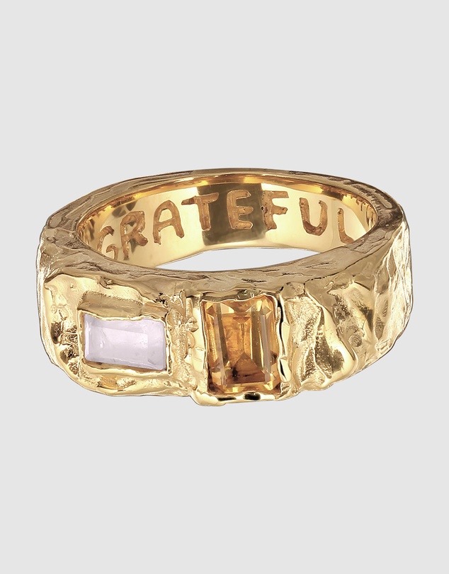 Haze & Glory - ICONIC EXCLUSIVE - Ring Signet Quartz Citrine Gemstone 925 Sterling Silver Vermeil