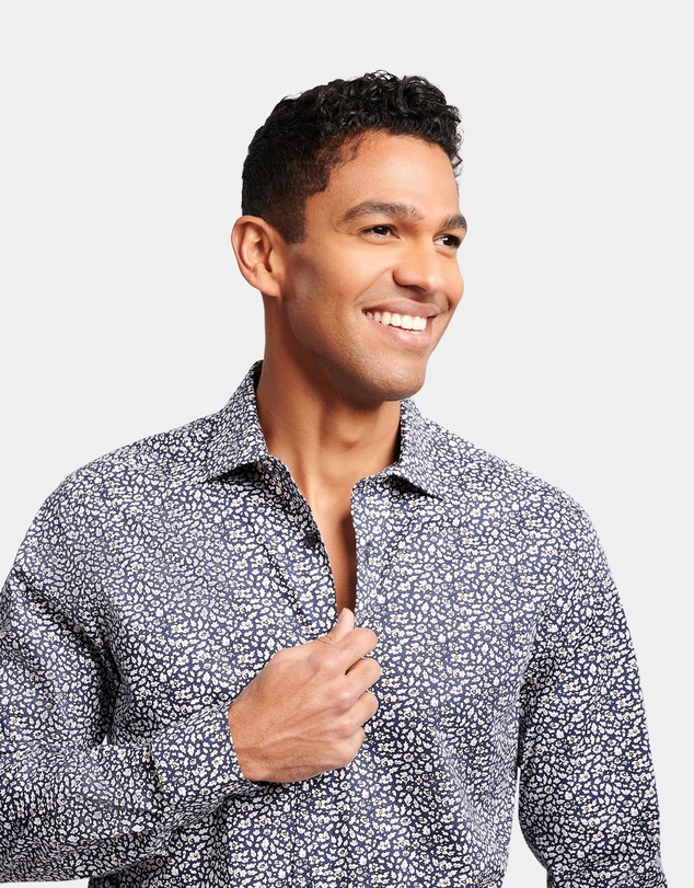 Brooksfield - ABSTRACT FLORAL PRINT REG FIT BUSINESS SHIRT