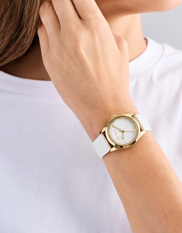 Ted Baker - Coolly Gold-Tone 34mm Cream Embossed Leather Watch