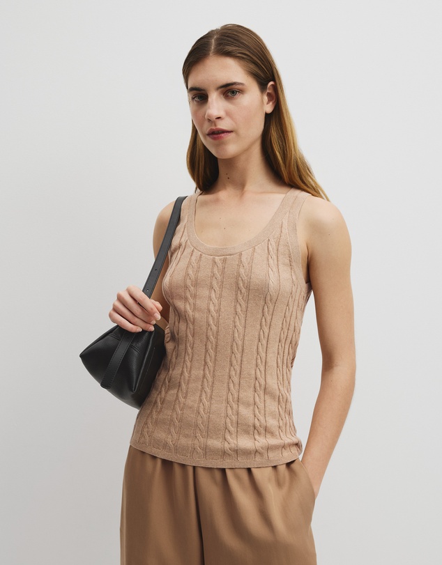 Country Road - Organically Grown Cotton Blend Cable Knit Tank