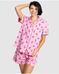 Sant And Abel - Women's Reindeer Pink Short PJ Set