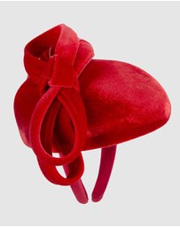 Max Alexander - Velvet Red Winter Pillbox Fascinator