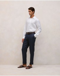 Trenery - Linen Half Placket Shirt in White