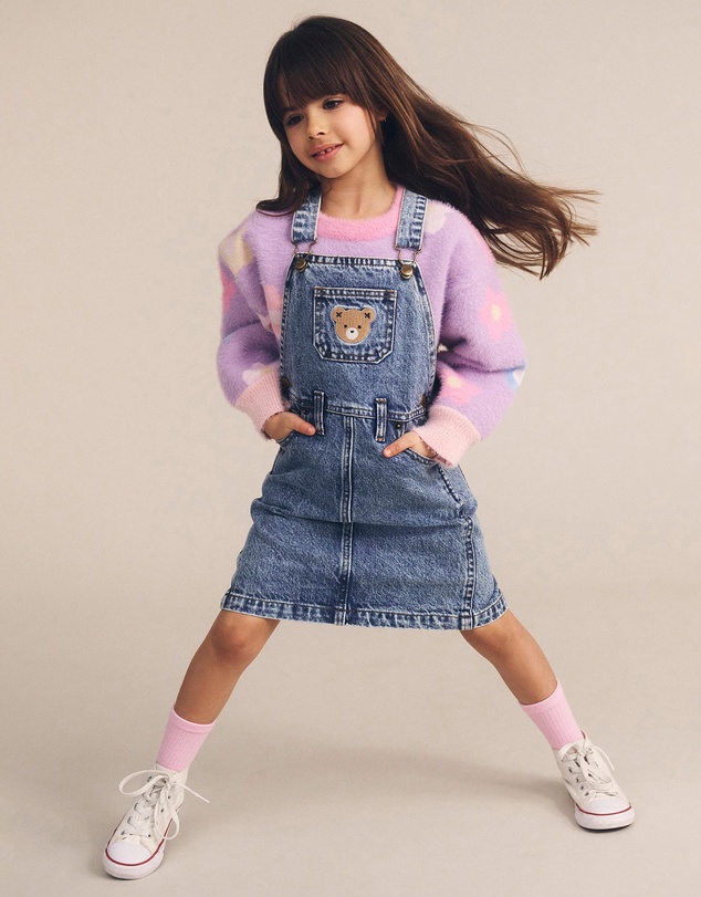 newborn denim dress with embroidery and ruffles for girls, blue  ZIPPY soft and breathable excellent fabric Baby Girl Denim Dress -