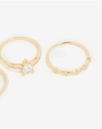 Lovisa - Gold Plated Cubic Zirconia Elegant Pear Stacking Rings 3-Pack
