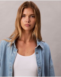 Calvin Klein Jeans - Linen Blend Denim Relaxed Button-Down Shirt