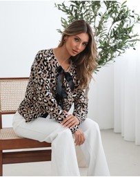 Esther & Co - Davia Cardigan - Camel Print