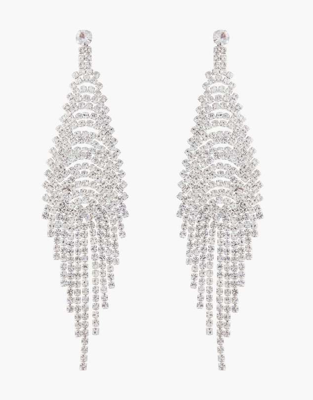 Lovisa - Silver Cup Chain Diamante Fringe Drape Earrings