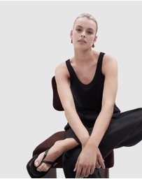 UNISON - Linen Blend Scoop Neck Tank