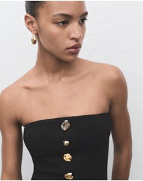 M.N.G - Strapless Dress With Jewel Buttons