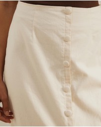 Atmos&Here - Isla Linen Blend Button Up Midi Skirt