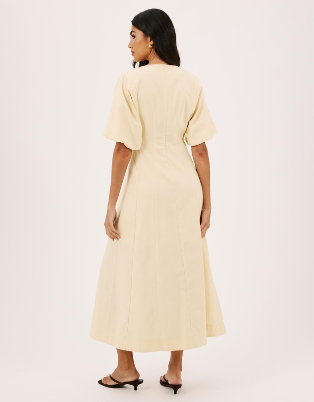 Atmos&Here - Ivy Short Sleeve Midi Dress In Cotton Linen Blend