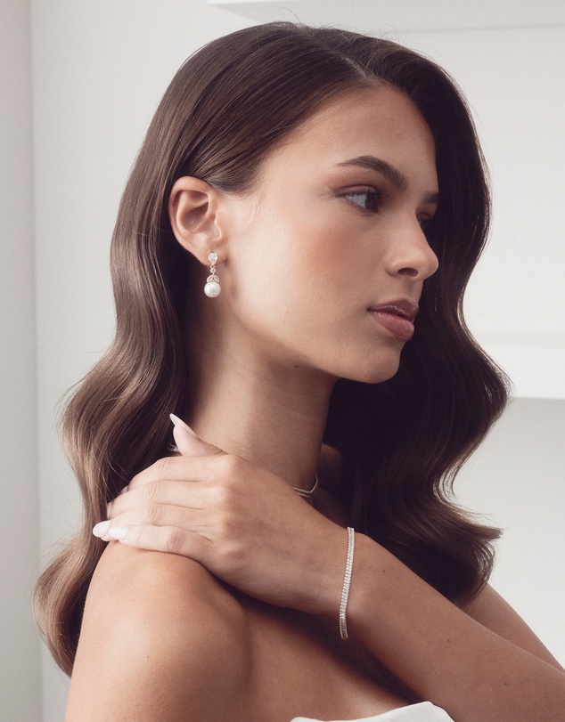 The White Collection - Phoebe - Delicate Rose Gold Pearl Bridal Earrings