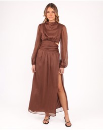 Petal & Pup - Neveah Long Sleeve Maxi Dress - Chocolate