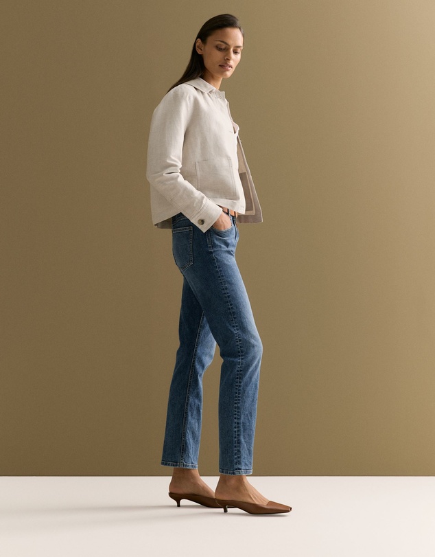 Trenery - Linen Cotton Twill Button Through Jacket in Sand