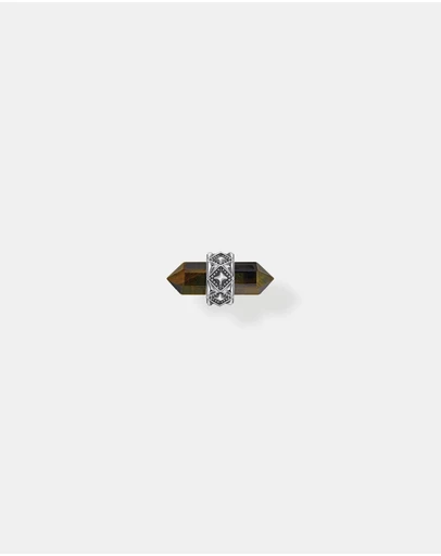 THOMAS SABO - Crystal Single Ear Stud with Golden Blue Tiger's Eye