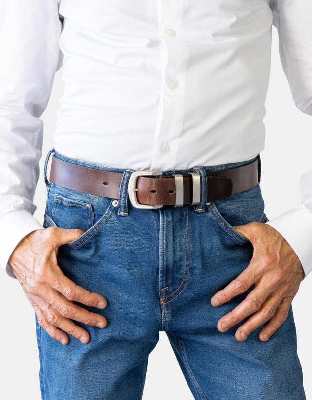 Buckle - Brumby. Australian Made Full Grain Natural Leather Belt. 38mm width.