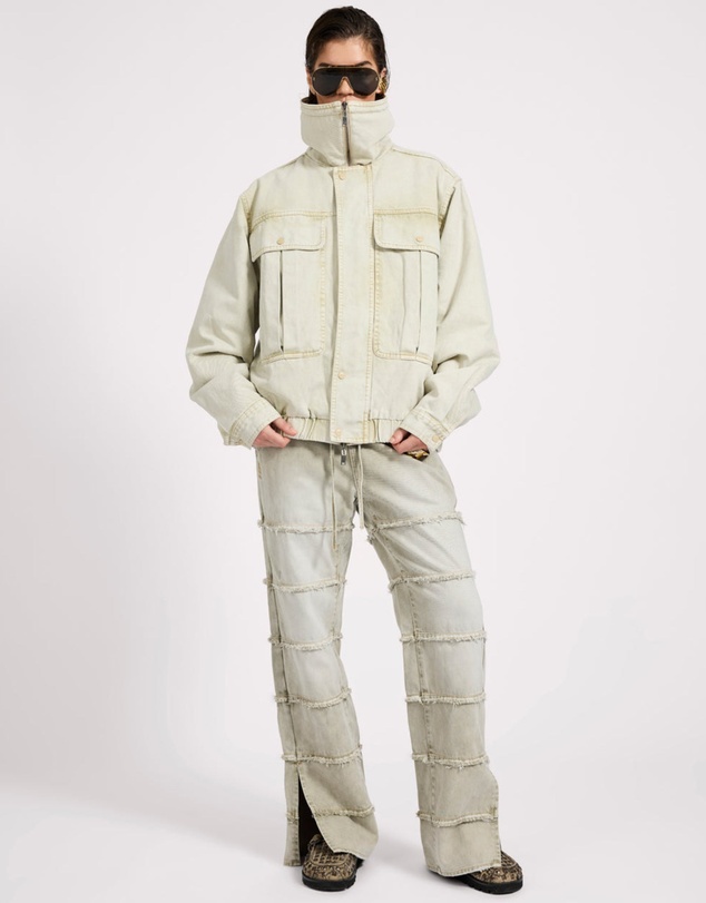 ONE TEASPOON - Denim Utility Puffer Jacket - Antique Stone