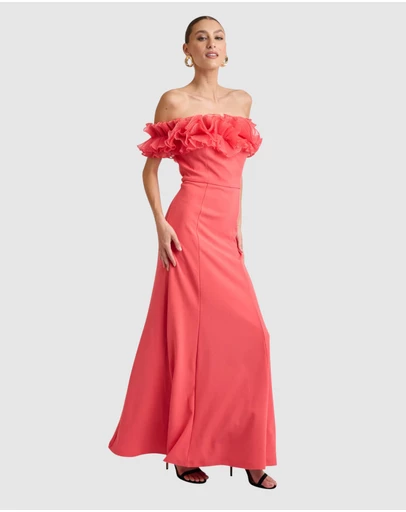 Romance by Honey and Beau - Trevia Frill Neckline Midi Dress
