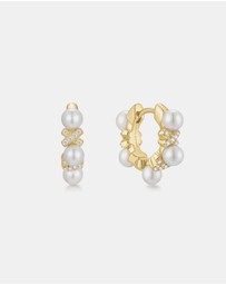 Ania Haie - Gold Sparkling Braided Shell Pearl Huggie Earrings