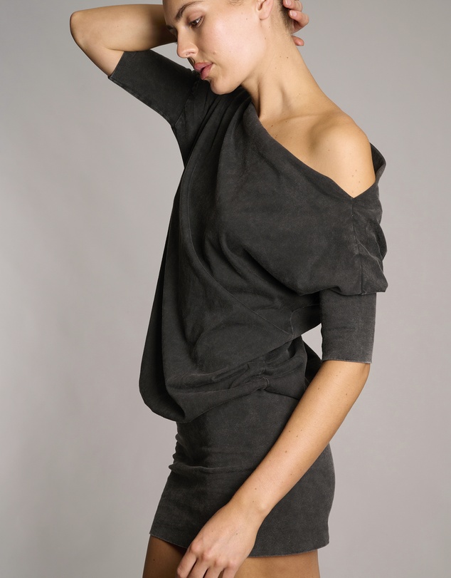 Love and Nostalgia - Gabby Ballet Tee Dress - Black Acid Wash