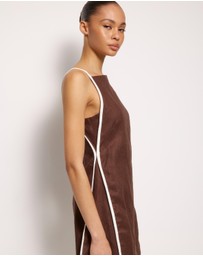 AERE - Tova Contrast Linen Mini Dress