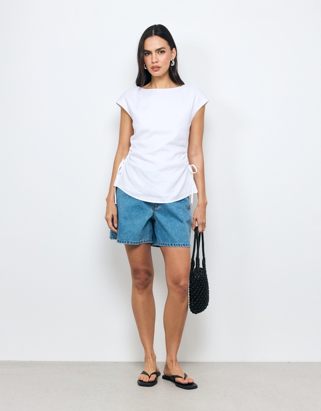 AERE - Zoe Linen Side Tie Top