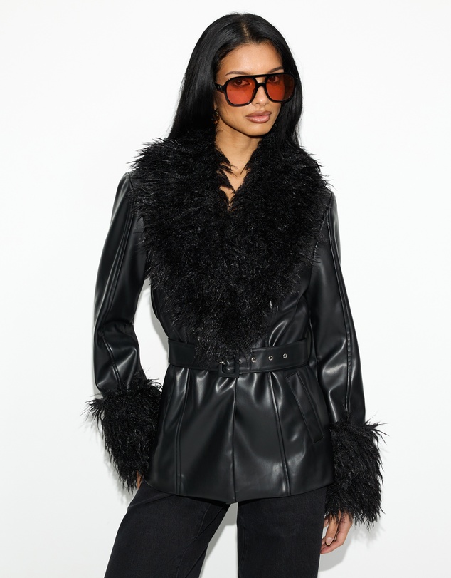 Dazie - Zephyr Removable Faux Fur Penny Lane Coat