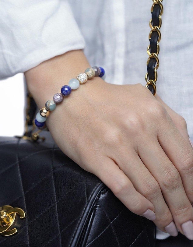 Nialaya Jewellery - Women's Beaded Bracelet with Aquamarine, Blue Lapis, Opal, and Botswana Agate