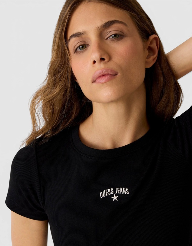 GUESS - GUESS JEANS Short Sleeve Ribbed Embroidered Tee