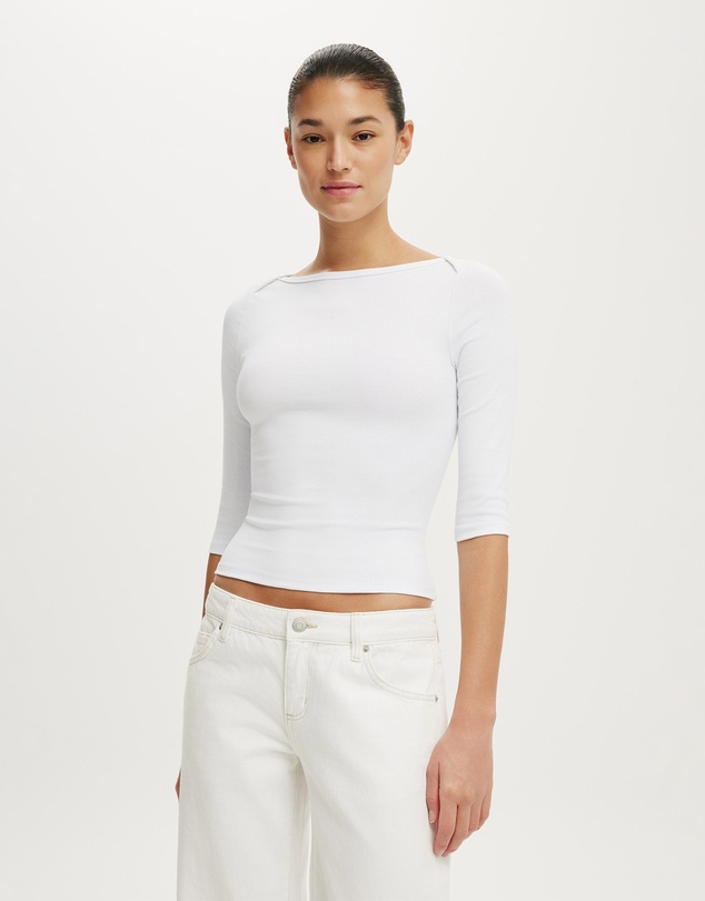 Cotton On - 90S Boatneck ¾ Sleeve