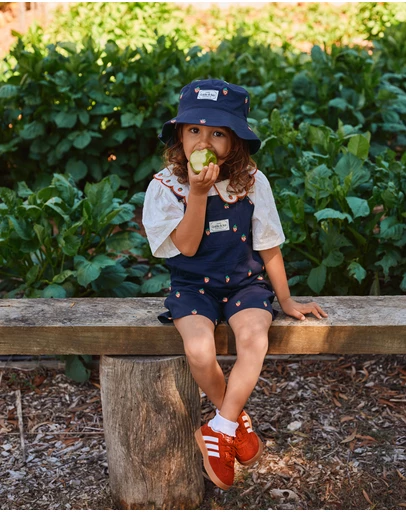 Goldie + Ace - Mini Strawberry Embroidered Burton Overalls - Babies-Kids
