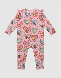 Fleur Harris - 'Woodland Love' Precious Frill Coverall in Sweet Peach