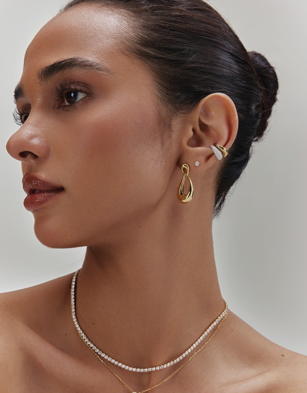 Ania Haie - Gold Half-Bezel Round Tennis Necklace