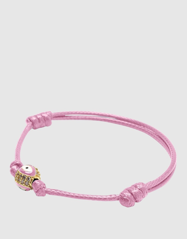 Nialaya Jewellery - Pink Evil Eye String Bracelet